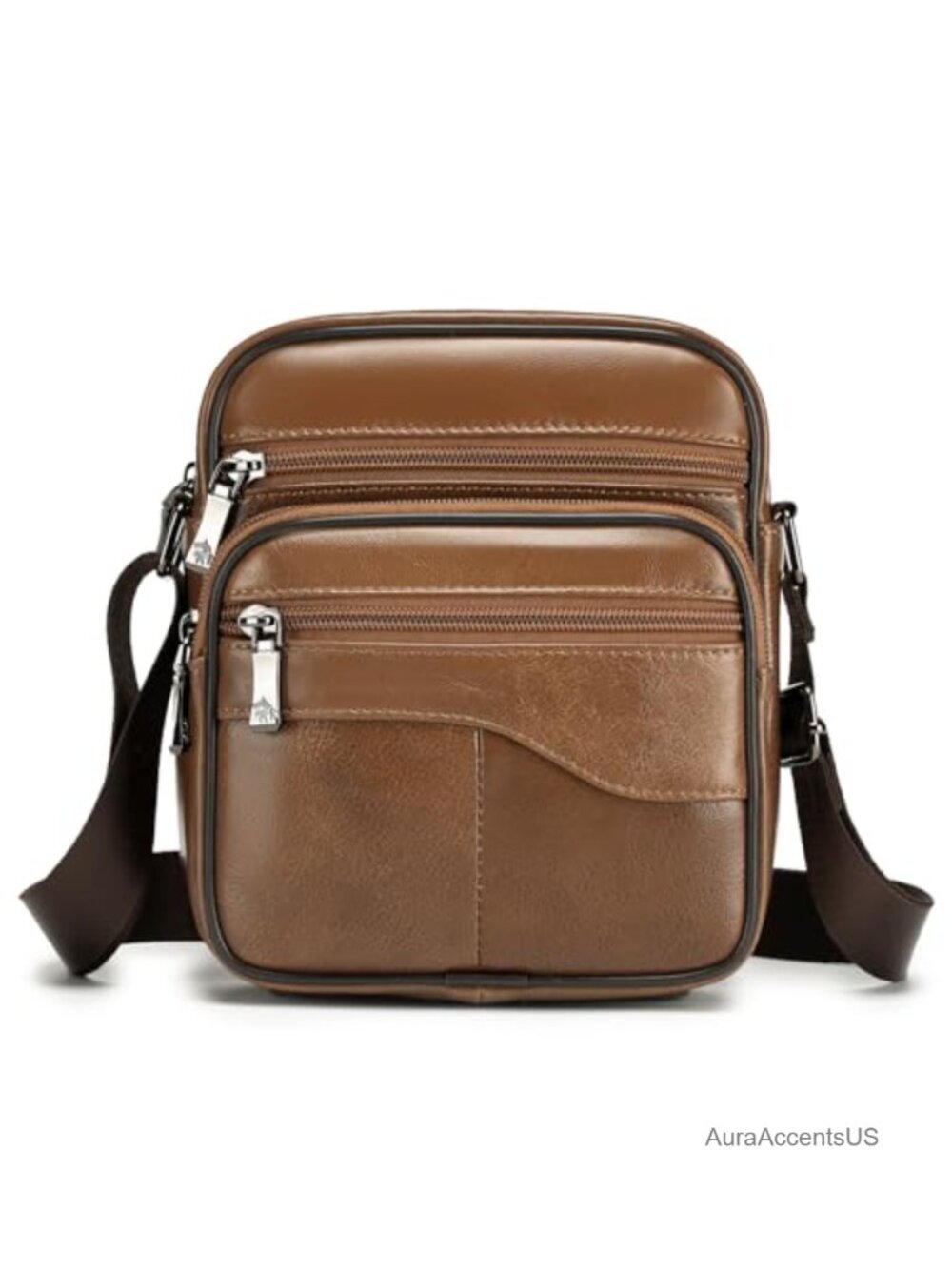 Genuine Cowhide Leather Crossbody Messenger Bag Fits 7.9" iPad